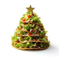 messicano taco di Natale albero forma isolato su bianca sfondo foto