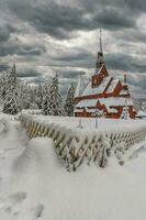 famoso di legno doga Chiesa nel hahnenklee nel harz montagne, germania, Germania foto