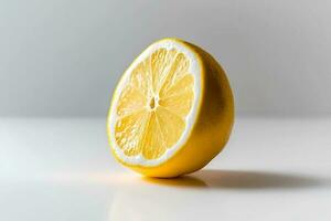 giallo maturo Limone isolato su un' bianca sfondo. foto