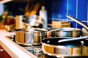 azione foto di dentro cucina vicino su ai generato