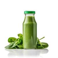 spinaci frullato shake nel un' bottiglia isolato su bianca sfondo foto