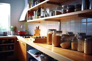 azione foto di dentro cucina vicino su ai generato