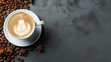 Castagna pralina latte macchiato sfondo con vuoto spazio per testo foto