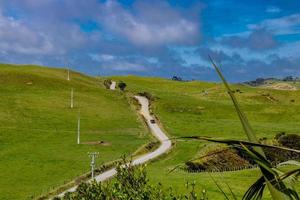strada che conduce alla spiaggia Manakua dirige la Nuova Zelanda foto