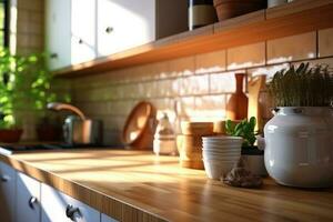 azione foto di dentro cucina vicino su ai generato