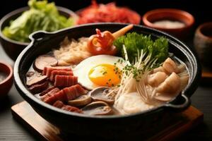 Sukiyaki giapponese cibo fotografia ai generato foto