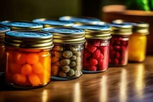 in scatola frutta nel il cucina tavolo cibo fotografia ai generato foto