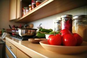 azione foto di dentro cucina vicino su ai generato