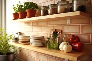 azione foto di dentro cucina vicino su ai generato