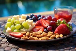 piscina festa merenda cibo fotografia ai generato foto