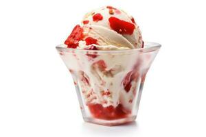 rosso leggero coppa di gelato guarnita bianca isolato sfondo cibo fotografia ai generato foto