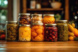 in scatola frutta nel il cucina tavolo cibo fotografia ai generato foto