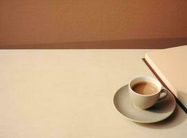 minimalista sfondo con tazza di caffè foto
