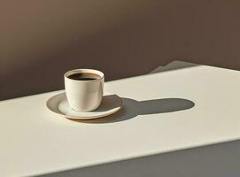 minimalista sfondo con tazza di caffè foto