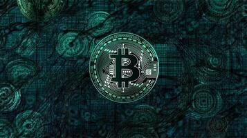 astratto digitale moneta bitcoin sfondo fatto di blu splendore colore sfondo ai generato Immagine foto