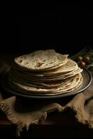 piatto di appena fatto Mais tortillas foto