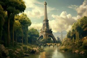 il eiffel Torre è un iconico punto di riferimento collocato nel Parigi foto