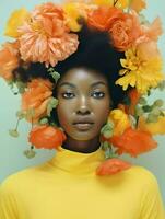 africano nero donna ritratto, carino ragazza azione foto sfondo