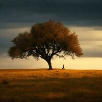 gratuito solitario albero. ai generato foto