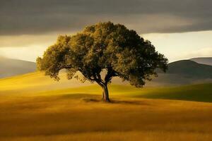 gratuito solitario albero. ai generato foto