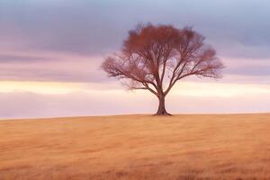 gratuito solitario albero. ai generato foto