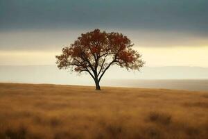 gratuito solitario albero. ai generato foto