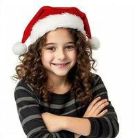 bellissimo ragazza nel Babbo Natale berretto foto