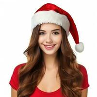 bellissimo ragazza nel Babbo Natale berretto foto