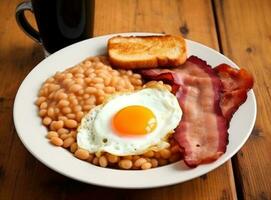 inglese prima colazione con uova, Bacon e fagioli foto