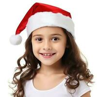 bellissimo ragazza nel Babbo Natale berretto foto
