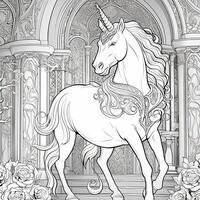 arte nouveau unicorno colorazione pagine foto