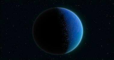 astratto realistico spazio Filatura pianeta il giro sfera con un' acqua superficie nel spazio contro il sfondo di stelle foto