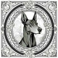arte nouveau cane colorazione pagine foto