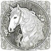 arte nouveau cavallo colorazione pagina foto