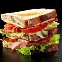Sandwich su bianca sfondo. generativo ai foto