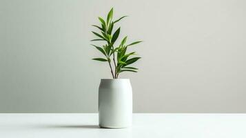 un' bianca vaso con un' pianta nel esso ai generativo foto