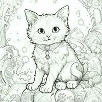 carino gatto colorazione pagine per bambini foto