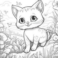 carino gatto colorazione pagine per bambini foto