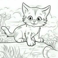 carino gatto colorazione pagine per bambini foto