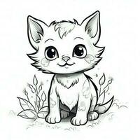 carino gatto colorazione pagine per bambini foto