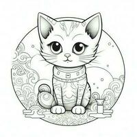 carino gatto colorazione pagine per bambini foto