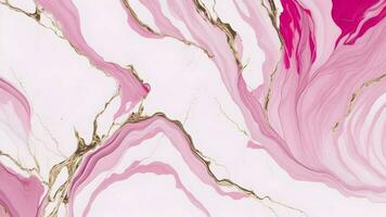 astratto rosa arrossire liquido acquerello sfondo con d'oro linee, puntini e macchie foto