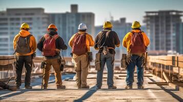 lavoratori siamo Lavorando su il nuovo strada costruzione foto