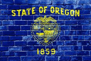 bandiera di Stati Uniti d'America stato Oregon su un' strutturato sfondo. concetto collage. foto
