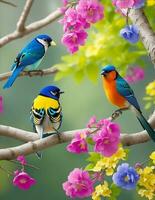 colorato uccelli ai Immagine Generatore foto