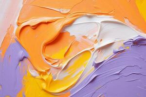 astratto sfondo di acrilico dipingere nel giallo, viola e blu colori con ai generato. foto