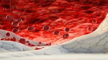 3d illustrazione modello di il umano organo sistemi, circolatorio, digestivo, rosso e bianca cellule del sangue con sfocato sfondo. medico formazione scolastica concetto, generativo ai illustrazione foto