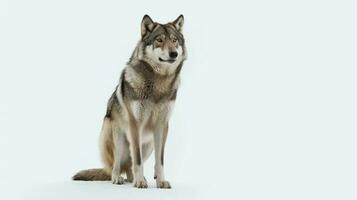 foto di un' lupo su bianca sfondo. generativo ai