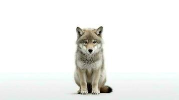 foto di un' lupo su bianca sfondo. generativo ai