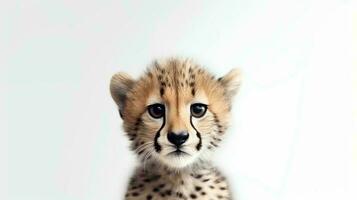 foto di un' ghepardo su bianca sfondo. generativo ai